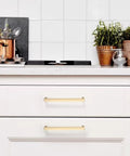 Kitchen drawer with 10 Pack 5 Inch Brushed Gold Cabinet Pulls Zinc Alloy Handles for Dresser Cupboard Wardrobe Drawer Hardware