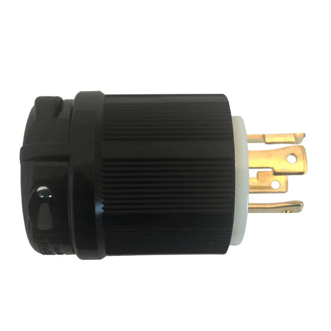 Side view of L16-30 Grounding Locking Plug 30A 480V AC 3 Pole 4 Wire Industrial Power Connector CUL Listed