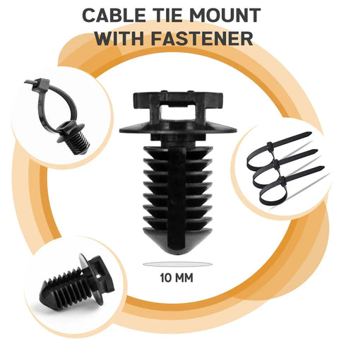 Universal Nylon Cable Tie Buckle Clips Kit 160 Pcs Self Locking Zip Ties With Push Pin Anchors for wiring and fastening