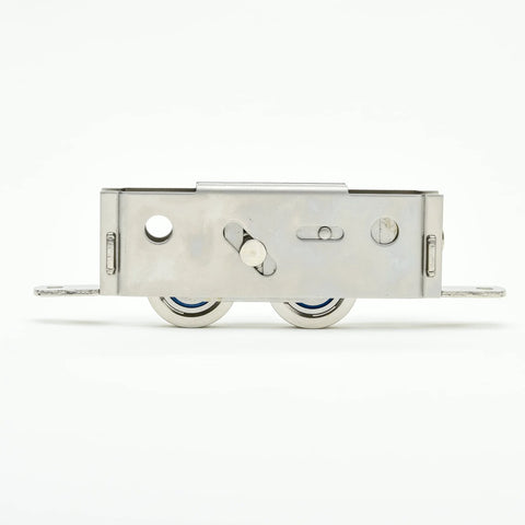 Side view of Tandem Patio Door Roller With Stainless Steel Sealed Bearings And 1.25 Inch Wheels For Wood And Vinyl Doors, Compatible With MI Windows And Aspen, Associated Materials And More, Durable Precision Bearing Roller For Smooth, Quiet Operation.