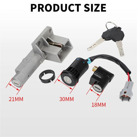 Motorcycle Ignition Coil Key Set And Switch Lock Kit For Talaria Sting X3 MX3 MX4 MX5 Electric Bikes sizes and components shown