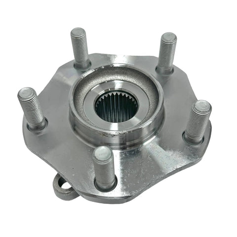 Front view of Front Wheel Bearing Hub Assembly for Nissan Rogue 2014-2023, Rogue Sport 2017-2022, and Qashqai 2017-2018 with 5 Lug and ABS