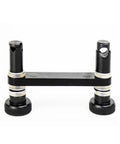 Dial test indicator holder for Bridgeport mill; 1-7/8" clamp, aluminum alloy, black body with two vertical posts.