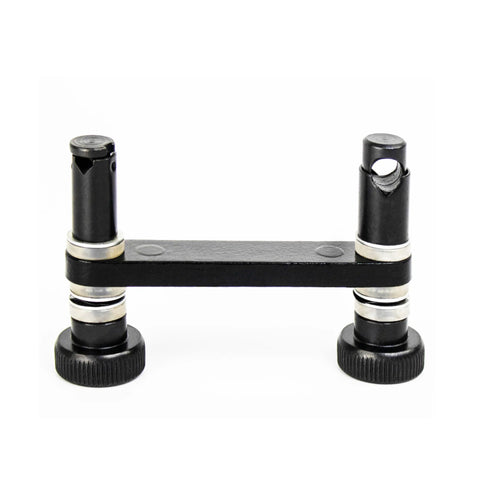 Dial test indicator holder for Bridgeport mill; 1-7/8" clamp, aluminum alloy, black body with two vertical posts.