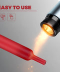 Heat gun applying to red 3 To 1 Heat Shrink Tubing Kit With Adhesive Liner Marine Grade for wiring seal.