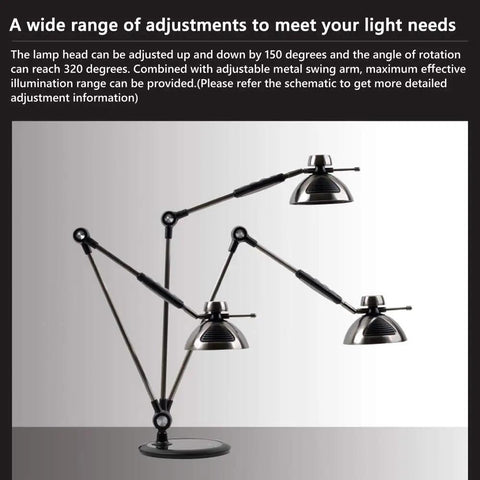 Three LED Desk Lamps With Metal Swing Arm, 1500 Lumens, Vintage Industrial Reading Light With 360 Degree Swivel Head, Gesture Control