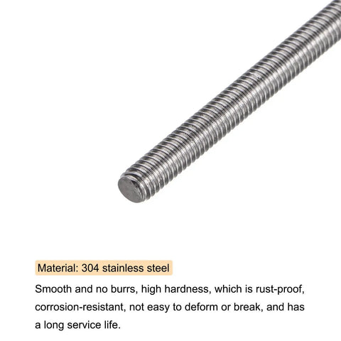 Close-up of Eight Pack 8/32 Inch M4 Threaded Rods With Hex Nuts, 8 Inch Stainless Steel, DIY Fairy Garden Stakes and Projects.