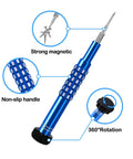 One Handed Precision Screwdriver Set With 360 Degree Rotating Handle S2 Steel Magnetic Bits displayed with features