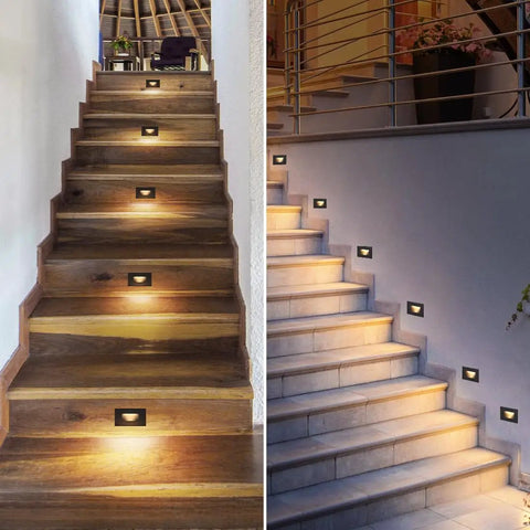 Outdoor LED Step Lights 6 Pack 120V Dimmable Warm White 3000K Stair Lights For Indoor And Outdoor Use Aluminum Orb Finish