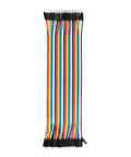Multicolor Breadboard Jumper Wire Kit With 240 Pieces, 20Cm And 10Cm Cables For Arduino Projects lying flat in rows
