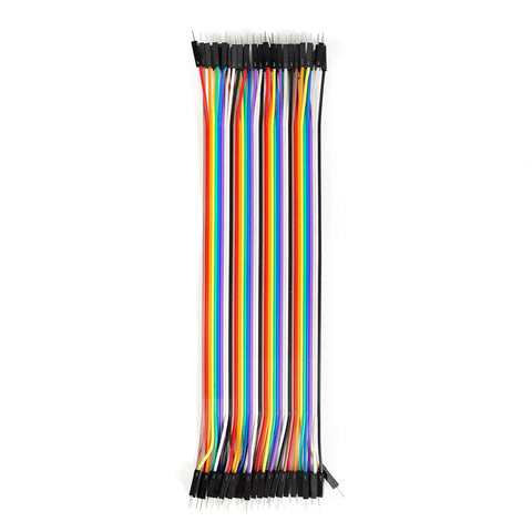 Multicolor Breadboard Jumper Wire Kit With 240 Pieces, 20Cm And 10Cm Cables For Arduino Projects lying flat in rows