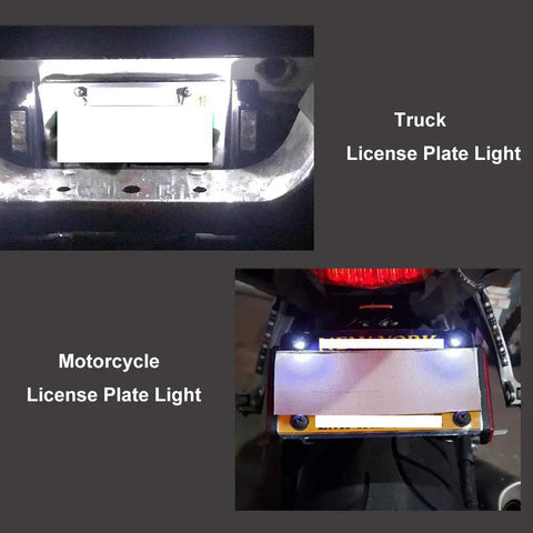 Hella Bright 12V Waterproof License Plate Light Kit for Motorcycle and Truck, cool white LED illumination