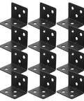 12 Piece Set Of L Shaped Corner Brackets With Screws Cold Rolled Steel 90 Degree Right Angle Shelf Supports Six Slot Holes