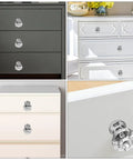 Crystal Acrylic Cabinet Knobs With Silver Base, 10 Pack Modern Drawer Pulls For Home Decor And Kitchen Storage displayed on drawers.