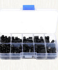 M3 300Pcs Black Nylon Hexagon Spacer Screws And Nuts Kit With Dope High Temperature Resistance Insulation And Non Conductive Properties Perfect For Office Gear And Electroplating Projects, black nylon hex spacer kit in organizer case