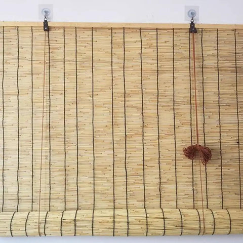 Top Tier Roller Shade Lift Cords and Bamboo Shade Strings for Smooth Pull Replacement Kit on wood roll up blinds.