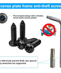 Anti Theft License Plate Screws Kit in Rustproof Stainless Steel for Cars and Trucks, M6 1/4 Inch Tamper Proof Fasteners displayed