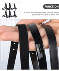 Adjustable Anti Drop Shoe Straps Premium Pumps Accessories in black held by hand, showcasing durable metal and PU materials.