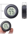 Two Pack Mini Hygrometer Thermometer Round Indoor Outdoor Humidity Meter With Digital Readout And Fahrenheit Celsius Switch, Accurate Humidity And Temperature Readings For Home Office Greenhouse 1.8 inch black round display