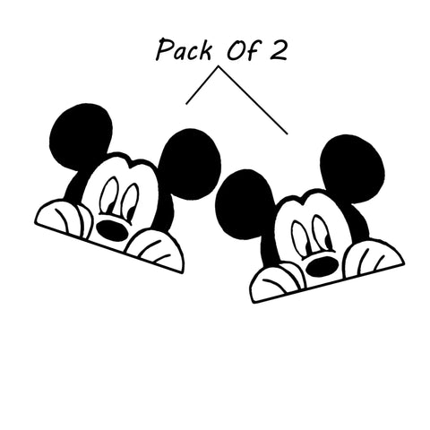 Two Pack Cute Peeking Mouse Wall Decal Vinyl Sticker 3.5x3.5 Inches For Light Switch Windows Cars Trucks SUVs Vans Bumpers