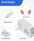 Detail view of 3V Replacement Power Cord For Waterpik Water Flosser WP360 WP360W WP450 WP450W WP462 WP462W WF13CD010 adapter