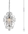 Plug In Chrome Crystal Chandelier With 14.3 Ft Cord And On Off Switch, mini light fixture featuring crystals and chrome finish