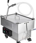 Commercial Deep Fryer Oil Filter Machine With 300W High Efficiency Pump And 18L Mobile Filtration Cart, stainless steel design.