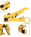 Universal Cable Stripper And Cutter For Flat Or Round Wires Including Cat5 Cat6 And Coaxial Coax Stripping Tool with adjustable blade