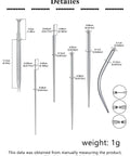 Piercing Taper Kit For Threadless And Internal Threaded Jewelry Changing Tools 20G 16G 18G size specifications chart