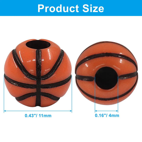 Basketball Beads Set For Crafting, 100 Pcs Lightweight Acrylic Spacer Beads With Big Holes And 4mm Bore, product size details