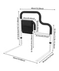 Heavy Duty Bed Rail With Handle And Pocket For Seniors, L Shaped Adjustable Safe Bedside Support dimensions view