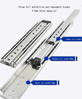 Heavy Duty Ball Bearing Drawer Slides Full Extension Three Section Track Five Hundred Lb Capacity with detailed track measurements.