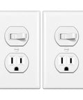 Two Pack Combo Toggle Light Switch And Duplex Outlet, Single Pole Wall Switch With Grounded Receptacle, 15 Amp 125V, White