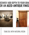 Image of kitchen and sliding door finished with Straight Up Pure Dark Tung Oil For Wood Finishing Food Grade Water Resistant Coating Butcher Blocks Cutting Boards Outdoor Furniture Countertops One Gallon Smooth Matte Finish.