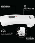 Auto On LED Rechargeable Flashlights 3 Pack For Home Power Outages with retractable prongs and charging indicator light