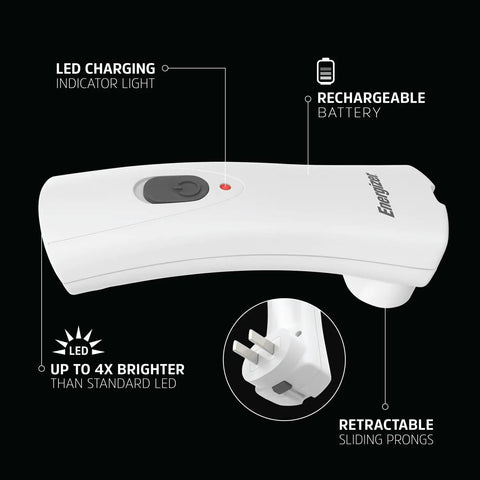 Auto On LED Rechargeable Flashlights 3 Pack For Home Power Outages with retractable prongs and charging indicator light