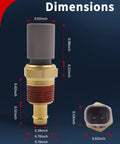 VEHICODE engine coolant temperature sensor with brass threaded body and gray plastic cap; side view.
