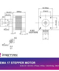 Technical diagram of Nema 17 Stepper Motor 42x38mm 17HS4401 featuring dimensions and specifications for CR-10 3D Printer.