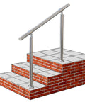Hella Sturdy 3 Step Outdoor Handrail With Zero Sweat Diy Install Pack And Rugged 304 Stainless Steel Build For Porch Stairs On Concrete Brick Or Wood Planks Silver Finish Smooth Ride installed on brick stairs.
