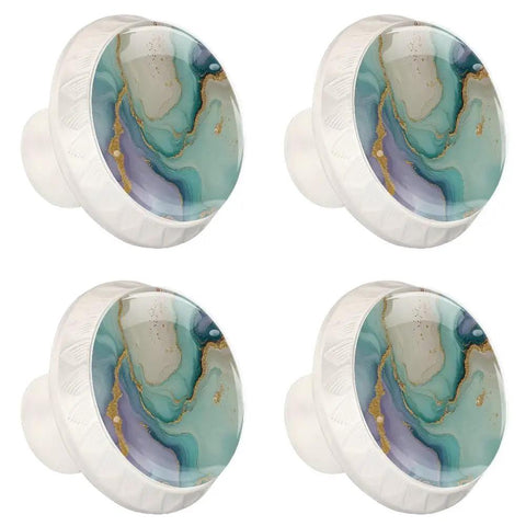 Game Changer 4 Pack Round Cabinet Knobs With Sleek Marble Look In Green Purple Gold And White Includes Heavy Duty Screws For Quick Swaps On Dressers Cupboards And Wardrobes Fast - stylish 35mm knobs with marble glass finish.
