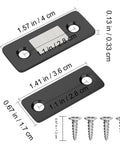 Ultra Thin Cabinet Magnetic Catch 4 Pack Stick On Drawer Magnets with screws, dimensions shown, for 10 lb hold.