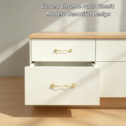 White dresser with 5.91 Inch Bright Chrome Zinc Alloy Cabinet Pulls With 128mm Hole Spacing Heavy Duty Round Ball Drawer Handles