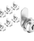 Six Pack Cabinet Locks With Keys, Five Eighth Inch Cam Lock Keyed Alike, zinc alloy, shown with keys and cam components