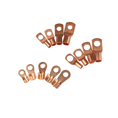 Premium 130Pcs Assortment Kit Featuring SC6-25 Copper Ring Lugs And OT Terminals For Battery Crimping Welding Connectors Heavy Duty 10A To 50A Wire Soldered Terminals That Totally Get The Job Done Right copper ring lugs assorted sizes