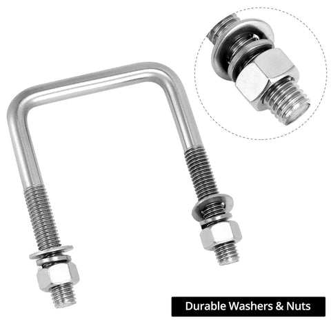 Heavy Duty 304 Stainless Steel U Bolts Four Pack With Lock Nuts And Washers For Boat Trailers And Three Inch Square Beams