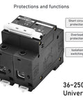Heavy Hitter DC Circuit Breaker Rated At 150 Amps Smoothly Powers Through 36 To 250 Volts Din Rail Two Pole Thermomagnetic Switch for Solar connections.