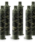 No Sweat Premium Grade Personal Water Filter Straw Camo 6 Pack Portable Purification Tube for outdoor adventure hydration.