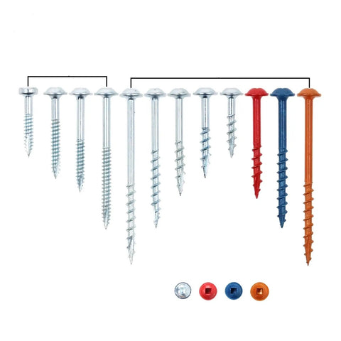 Pocket Hole Screws Set 50 Piece 100 Piece 25 To 63mm Self Tapping Coarse And Fine Thread Square Drive For Pocket Hole Jig System Alloy Steel