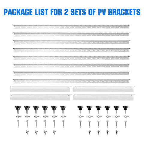 Package list for Adjustable Tilt Solar Panel Mount Brackets For Roof RV Boat And Off Grid 2 Sets With Foldable Legs hardware