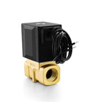 Brass Electric Solenoid Valve 2 Way Direct Acting Normally Closed 12V DC Three Eighths Inch NPT Fluid Control for water, air, gas, oil.